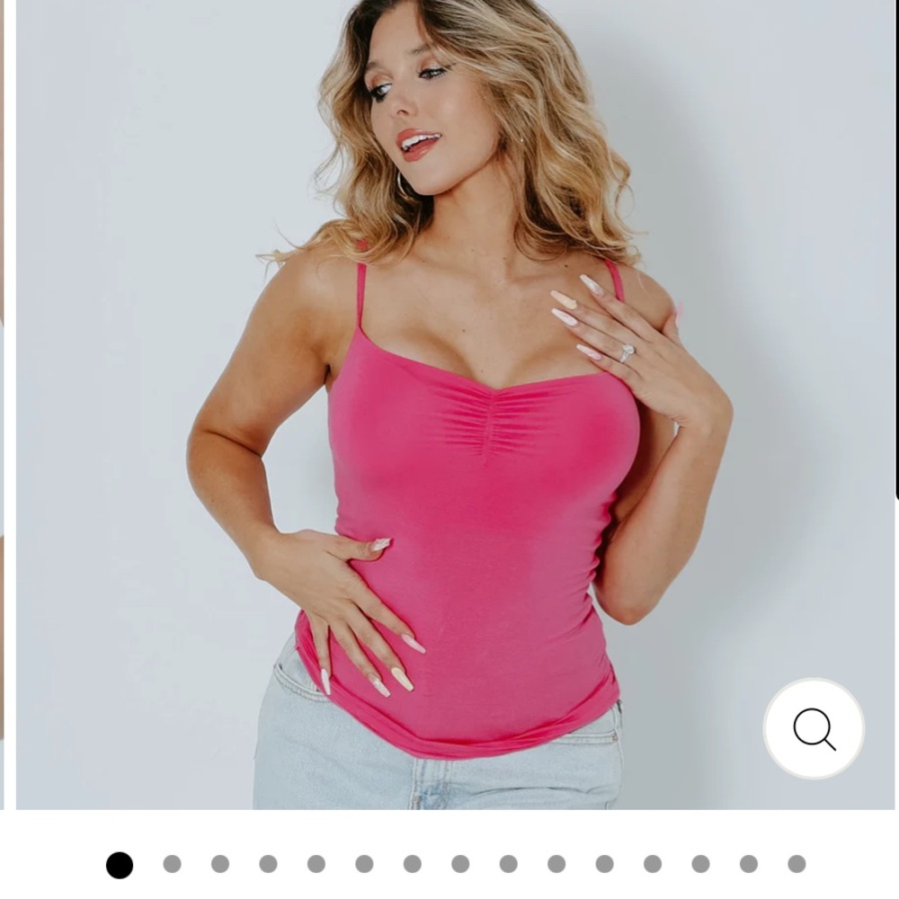Ruched Vibrant Pink Tank Top Built in Bra